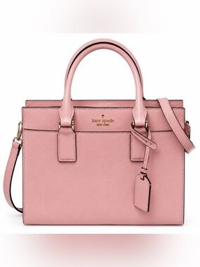 kate spade Pink Saffiano Satchel with Gold Hardware